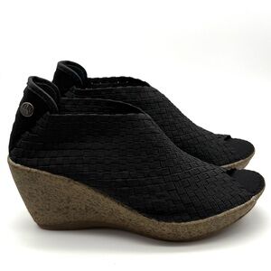 Bernie Mev Sabrina Black Woven Wedge Shoes